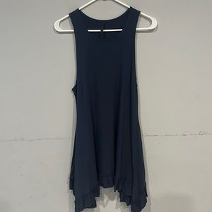 kedem sasson navy blue ruffle hem asymmetrical dress